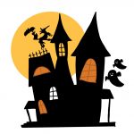 Illustration of haunted house. Created by Allergy Force using Canva.