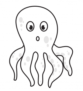 Illustration of an octopus with a surprised look on its face. Allergy Force on Canva.